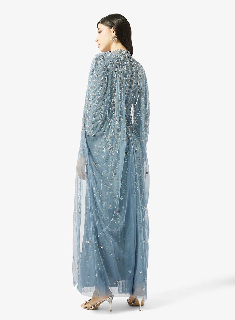 MARYISA Cape Sleeve Sequin Maxi Dress - Image 2
